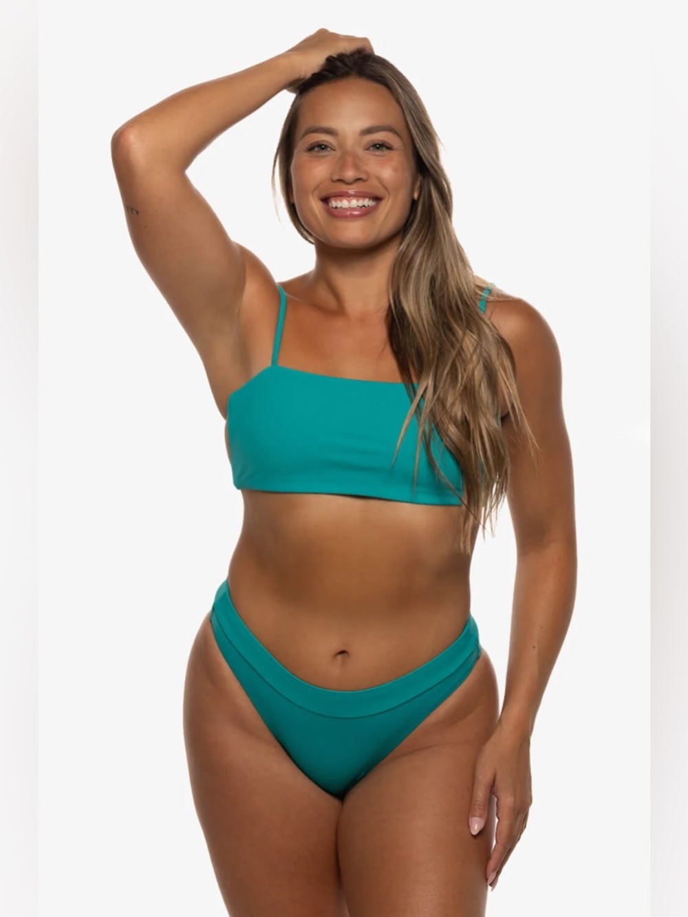 Jolyn | Alanna Bikini Bottom Cheeky Medium Coverage Coast Teal Green Surf New - Picture 2 of 13